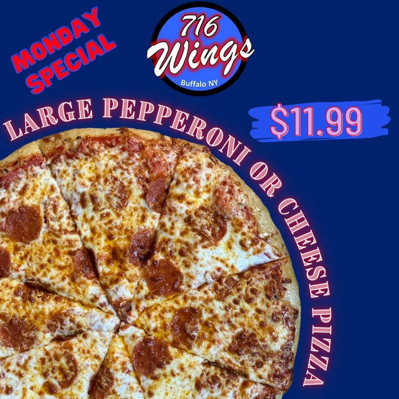 Large pepperoni pizza with golden melted mozzarella